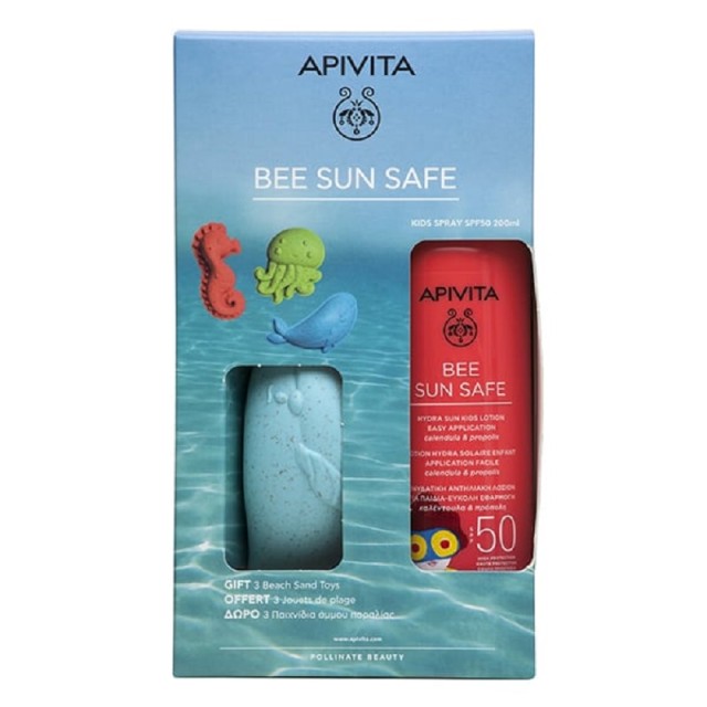 Apivita PROMO PACK Bee Sun Safe Kids Body & Face Spray SPF50 Αντηλιακό Σπρέι Προσώπου & Σώματος 200ml & ΔΩΡΟ Παιχνίδια Άμμου Παραλίας 3τμχ.