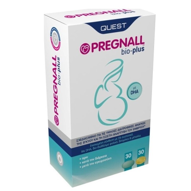 Quest Pregnall Bio-Plus Πολυθρεπτικό Συμπλήρωμα για Μέγιστη Υποστήριξη κατά τη Διάρκεια της Εγκυμοσύνης 30+30caps
