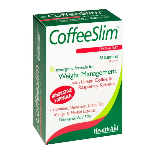 Health Aid CoffeeSlim 60caps, Εκχύλισμα Πράσινου Καφέ με Κετόνες Ράσμπερι 60 κάψουλες