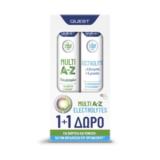 Quest  Multi A-Z Πολυβιταμίνη 20 Αναβράζουσες Ταμπλέτες & Electrolytes με Βιταμίνες & Μέταλλα 20 Αναβράζουσες Ταμπλέτες
