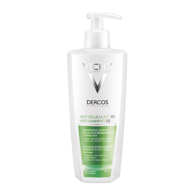 Vichy Dercos Anti-Dandruff DS Shampoo Dry Hair, Αντιπυτιριδικό Σαμπουάν για Ξηρά Μαλλιά 390ml