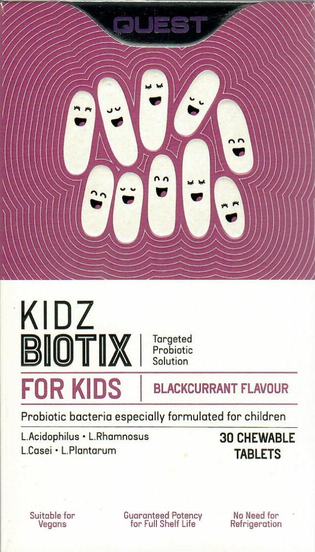 Quest KidzBiotix, Προβιοτικά για Παιδιά με γεύση Blackcurrant 30 μασώμενες ταμπλέτες