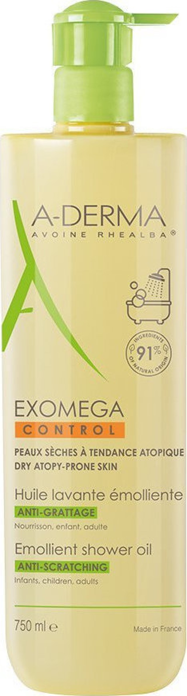 A-Derma Exomega Control Huile Lavante emolliente, Μαλακτικό Λάδι Καθαρισμού / Ξηρό Δέρμα 750ml