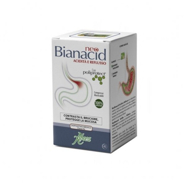 Aboca Neo Bianacid Συμπλήρωμα Διατροφής για την Οξύτητα και Παλινδρόμηση 45tabs.