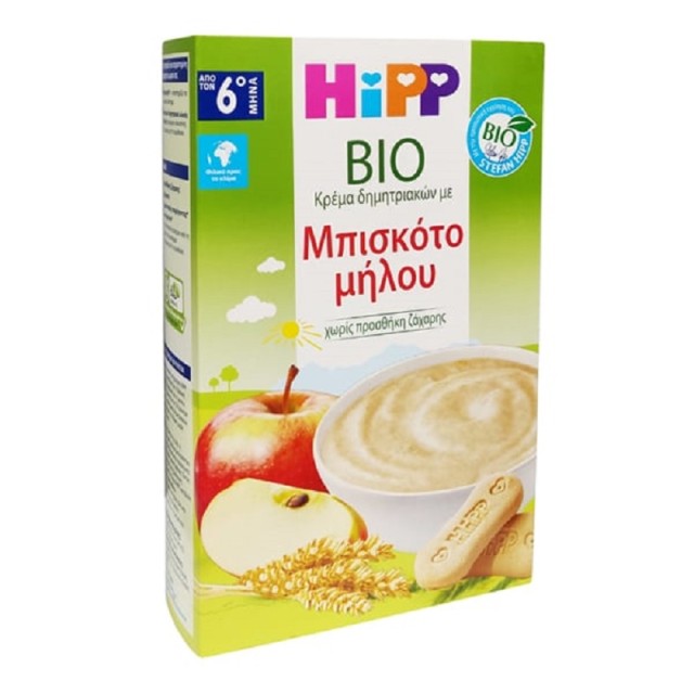Hipp Bio Κρέμα Δημητριακών με Μπισκότο Μήλου Χωρίς Προσθήκη Ζάχαρης από τον 6ο 250gr