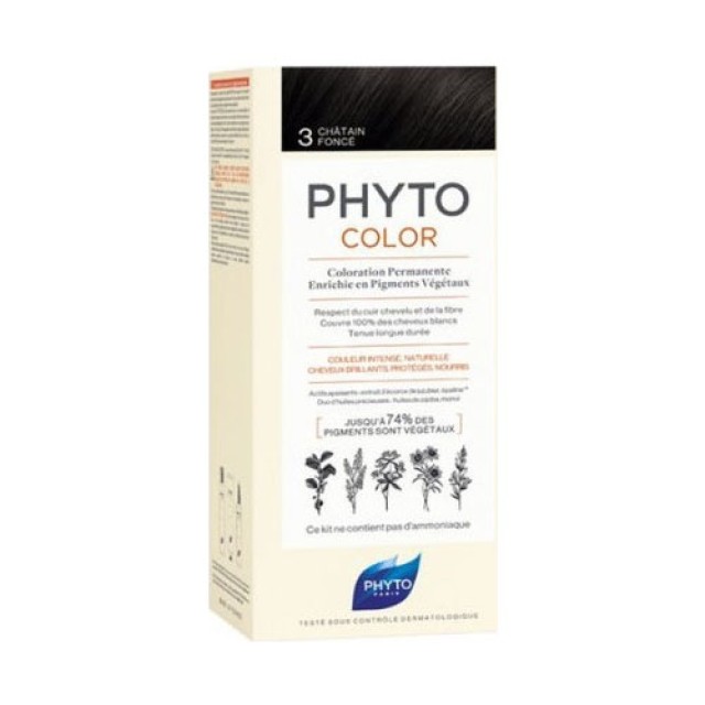 Phyto PhytoColor Chatain Fonce 3.0, Βαφή Μαλλιών Καστανό Σκούρο 1τεμ
