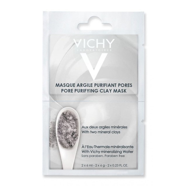 Vichy Purifying Pore Mineral Mask, Μάσκα Αργίλου για Καθαρισμό και Σύσφιγξη των Πόρων 2x6ml