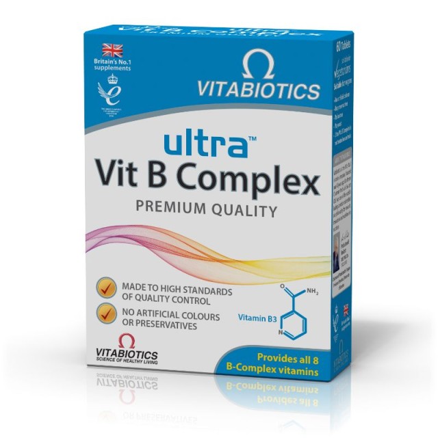 Vitabiotics Ultra Vit B Complex Premium Quality , Συμπλήρωμα Διατροφής B Complex 60Tabs