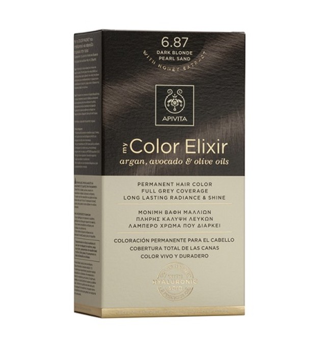 Apivita My Color Elixir 6.87, Βαφή Μαλλιών Ξανθό Σκούρο Περλέ Μπεζ 1τμχ