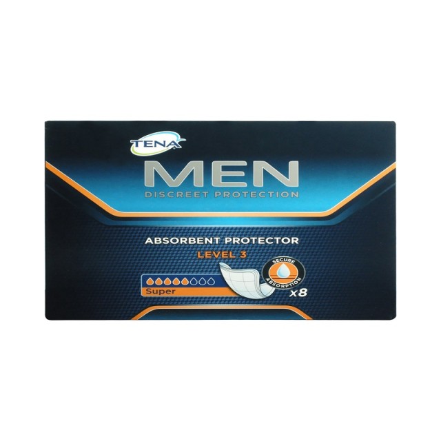 Tena Men Absorbent Protector Level 3 Super Σερβιέτες ακράτειας αντρικές 8τμχ
