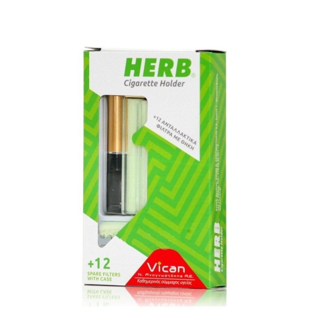 Vican Herb Cigarette Holder Πίπα με Φυτικά Εκχυλίσματα 1τμχ & 12ανταλλακτικά φίλτρα με Θήκη