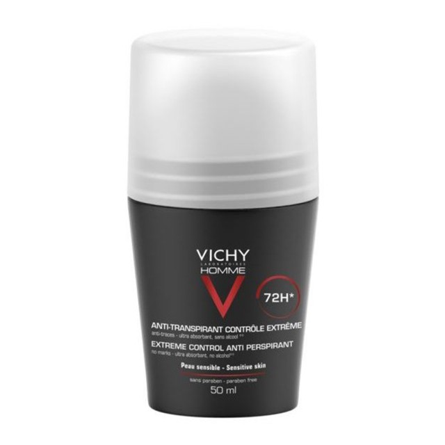 Vichy Homme Deodorant Anti-Transpirant 72h Roll-On, Ανδρικό Αποσμητικό κατά της Έντονης Εφίδρωσης 50ml
