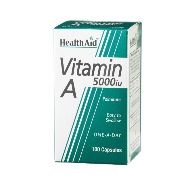 Health Aid Vitamin A (Palmitate) 5000 i.u Βοηθά Στη Δημιουργία Δυνατής Κυτταρικής Μεμβράνης 100caps