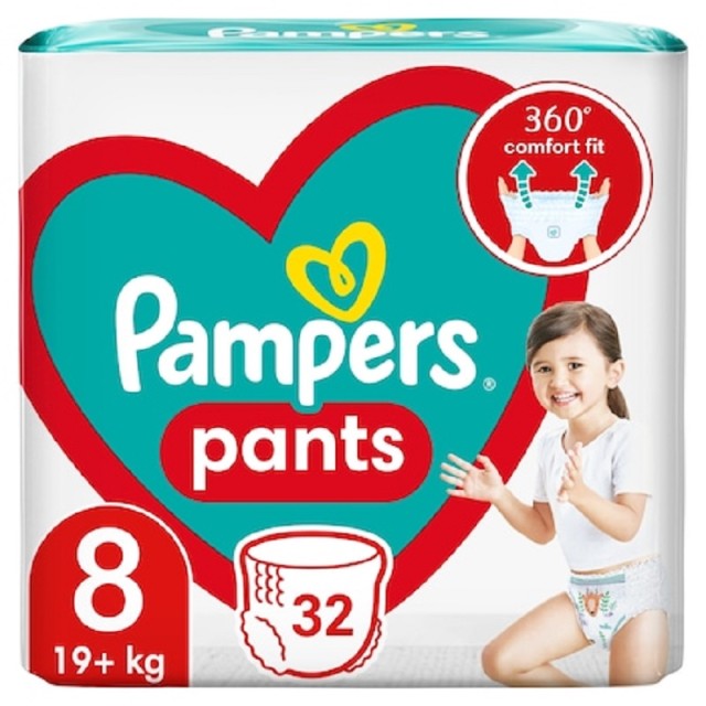 Pampers Pants No.8 (19+kg) Πάνα-Βρακάκι 32τμχ