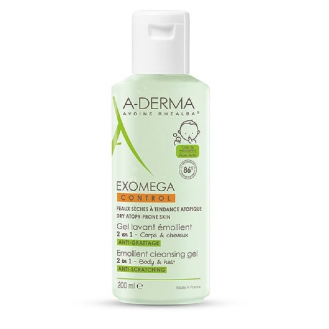 A-Derma Exomega Control Τζελ Καθαρισμού για Σώμα και Μαλλιά για Ατοπικό Δέρμα 200ml