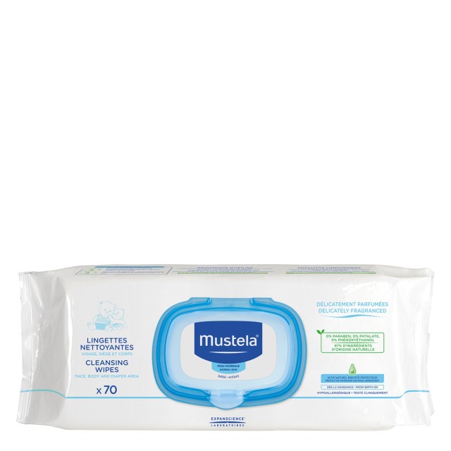 Mustela - Dermo Soothing Wipes Delicate Fragrance New (μαντηλάκια καθαρισμού), 70τεμ.