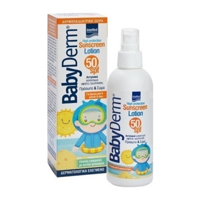 Intermed Babyderm Sunscreen Lotion SPF50, Παιδικό Αντηλιακό Γαλάκτωμα 200ml