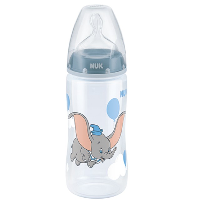 Nuk First Choice Plus Dumbo  Πλαστικό Μπιμπερό με Θηλή Σιλικόνης (M) για Γάλα (6-18 μηνών) 300ml