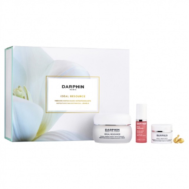 Darphin Ideal Resource (smoothing & retexturizing light cream 50ml / perfecting smoothing serum 5ml / pro-vitamins C & E 7 caps)