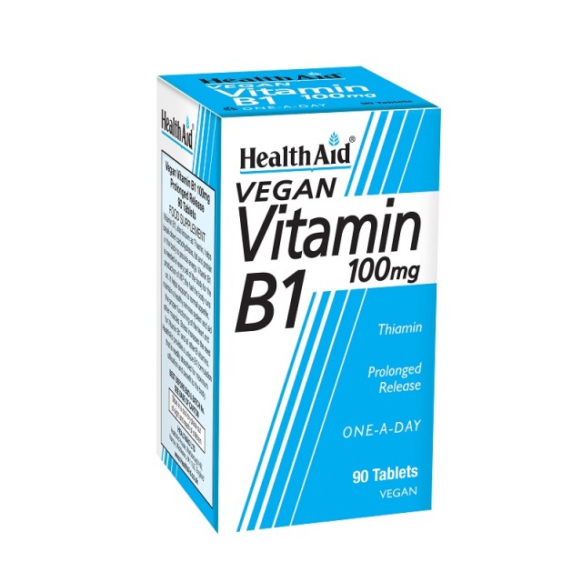 Health Aid Vitamin B1 100mg, Συμπλήρωμα διατροφής για το μυαλό & τους δραστήριους 90tabs