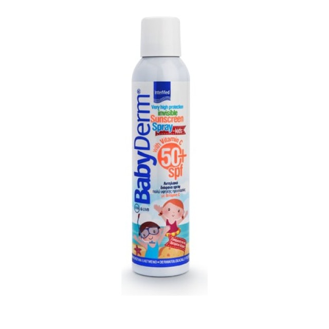 Intermed - BabyDerm Invisible Sunscreen Spray SPF50+ for Kids With Vitamin C Διάφανο Αντηλιακό Σπρέι Πολύ Υψηλής Προστασίας για Παιδιά με Βιταμίνη C, 200ml