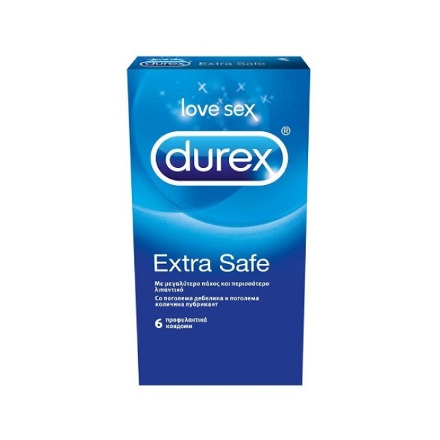 Durex Extra Safe, Προφυλακτικά με Μεγαλύτερο Πάχος και Περισσότερο Λιπαντικό για Απόλυτη Ασφάλεια 6τμχ