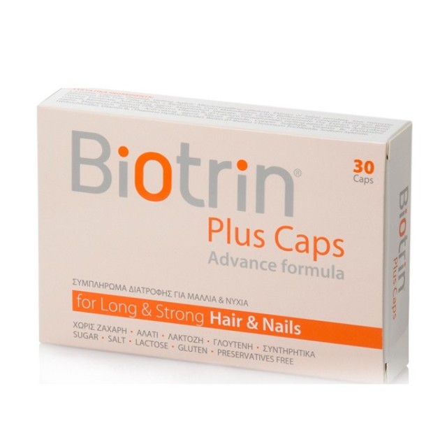 Biotrin Plus Caps Advance Formula, Συμπλήρωμα Διατροφής για την Καλή Υγεία των Μαλλιών & των Νυχιών 30caps