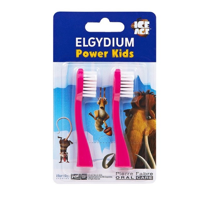 Elgydium Power Kids Refill Ανταλλακτικά Κεφαλής σε Ροζ Χρώμα 2τμχ.