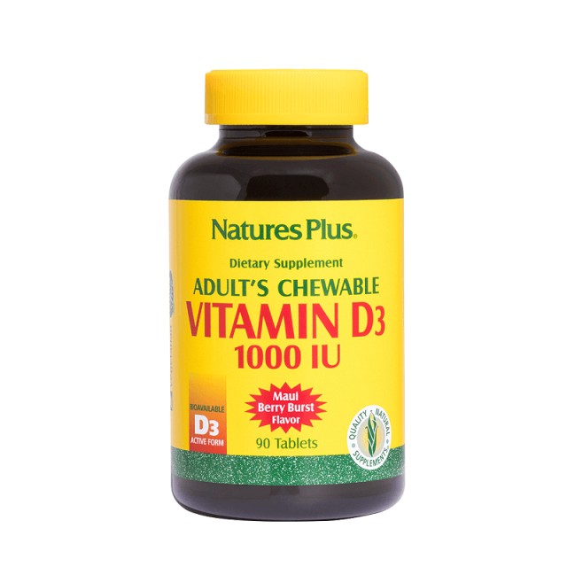 Natures Plus Adults Chewable Vitamin D3 1000 IU 90 ταμπλέτες