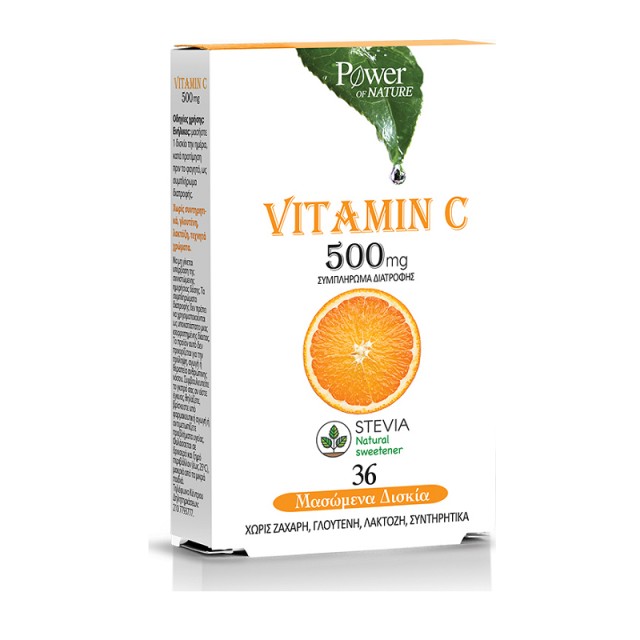 Power Of Nature Vitamin C 500mg με Στέβια 36 Μασώμενα Δισκία