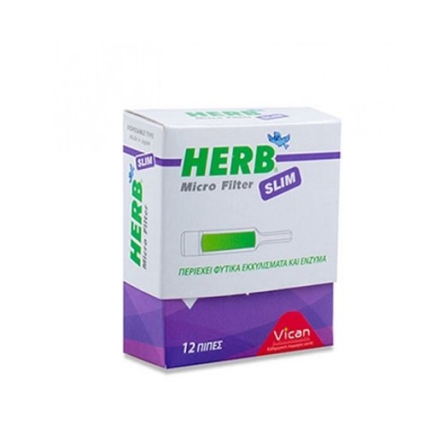 Vican Herb Micro Filter Slim, Πίπες με Φίλτρο από Φυτικά Εκχυλίσματα και Ένζυμα 12τμχ