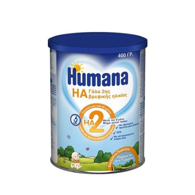Humana HA 2, Υποαλλεργικό Γάλα 2ης Βρεφικής Ηλικίας μετά τον 6ο Μήνα 400gr