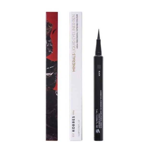 Korres Minerals Liquid Eyeliner Pen 01 Black, Μολύβι Ματιών Μαύρο Χρώμα 1ml