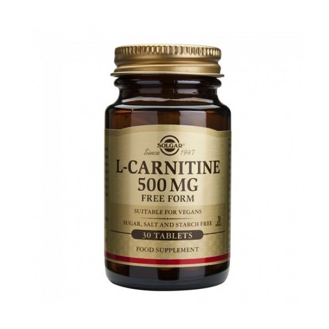 Solgar L-Carnitine 500mg, Συμπλήρωμα Διατροφής με Καρνιτίνη 30 ταμπλέτες