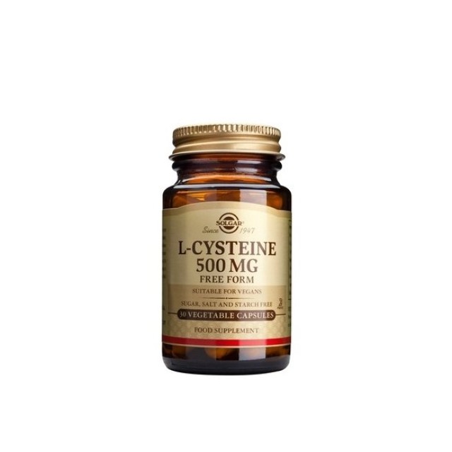 Solgar L-Cysteine 500mg, Συμπλήρωμα Διατροφής με Αντιοξειδωτικές Ιδιότητες 30 φυτικές κάψουλες