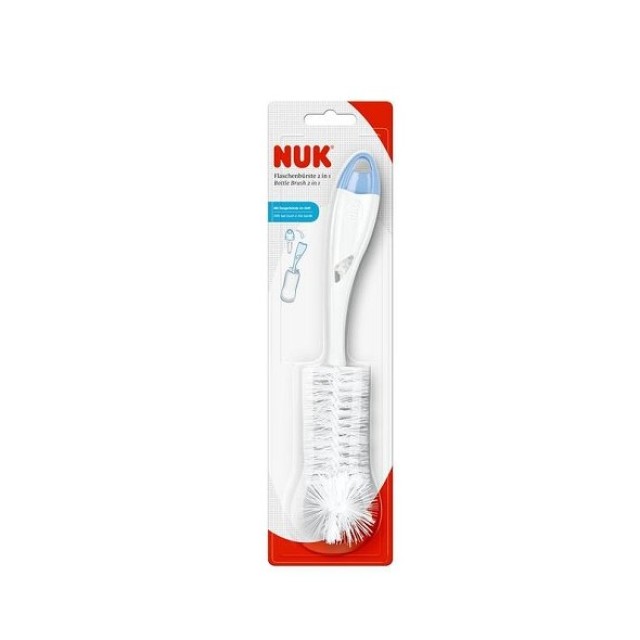 Nuk Bottle Brush 2 in 1, Βούρτσα Καθαρισμού Μπιμπερό και Θηλής 1τμχ