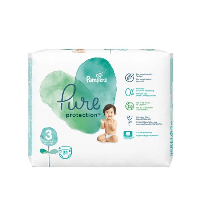 Pampers Pure Protection No.3 (6-10kg) Πάνες 31 τεμάχια