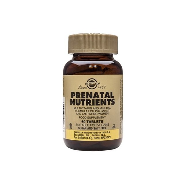 Solgar Prenatal Nutrients, Πολυβιταμίνες & Μέταλλα για Έγκυες και Θηλάζουσες 60 ταμπλέτες