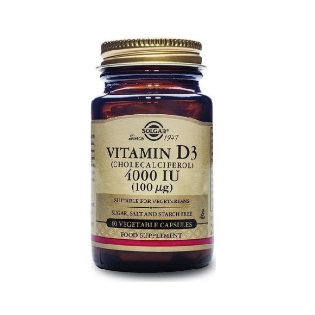 Solgar Vitamin D3 4000IU, Βιταμίνη D3 60 φυτικές κάψουλες