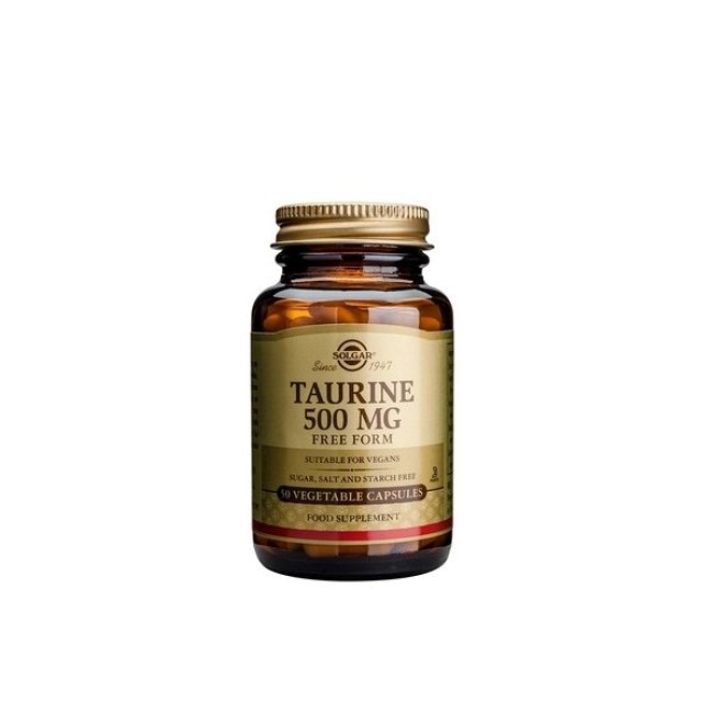 Solgar Taurine 500mg, Συμπλήρωμα Διατροφής με Ταυρίνη 50 φυτικές κάψουλες
