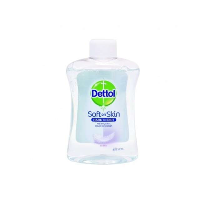 Dettol Soft on Skin Sensitive Refill, Ανταλλακτικό Αντιβακτηριδιακό Υγρό Κρεμοσάπουνο για Ευαίσθητη Επιδερμίδα 250ml