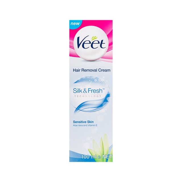 Veet Silk & Fresh, Αποτριχωτική Κρέμα για Ευαίσθητο Δέρμα με Αλόη και Βιταμίνη Ε 100ml
