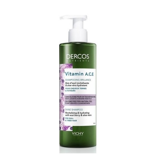 Vichy Dercos Nutrients Vitamin A.C.E. Shine Shampoo, Σαμπουάν Λάμψης για Θαμπά & Άτονα Μαλλιά 250ml